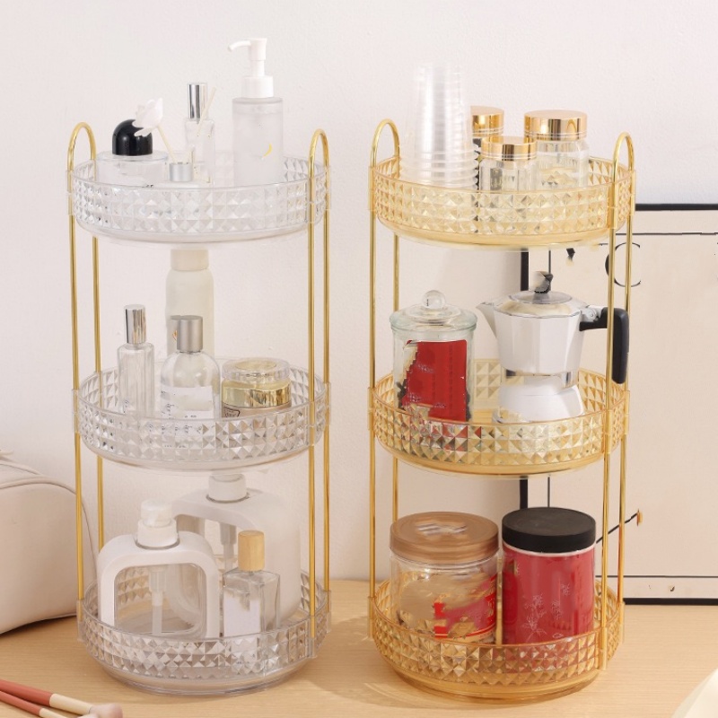Luxury Skincare & Spa Photos - 1Pc/Luxury Cosmetic Storage Box Desktop Rotating