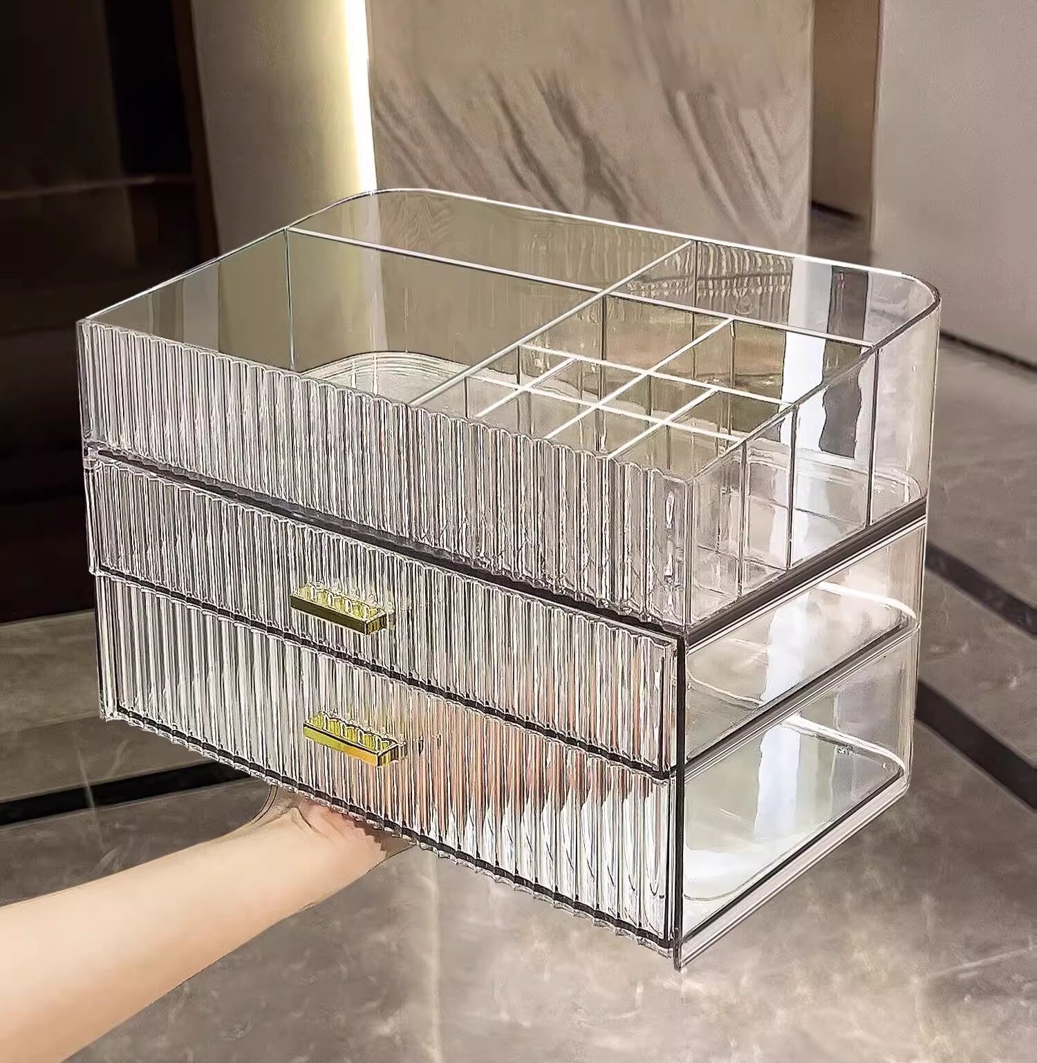 Luxury Skincare Mask - Transparent Acrylic Cosmetics Storage Box, Luxury